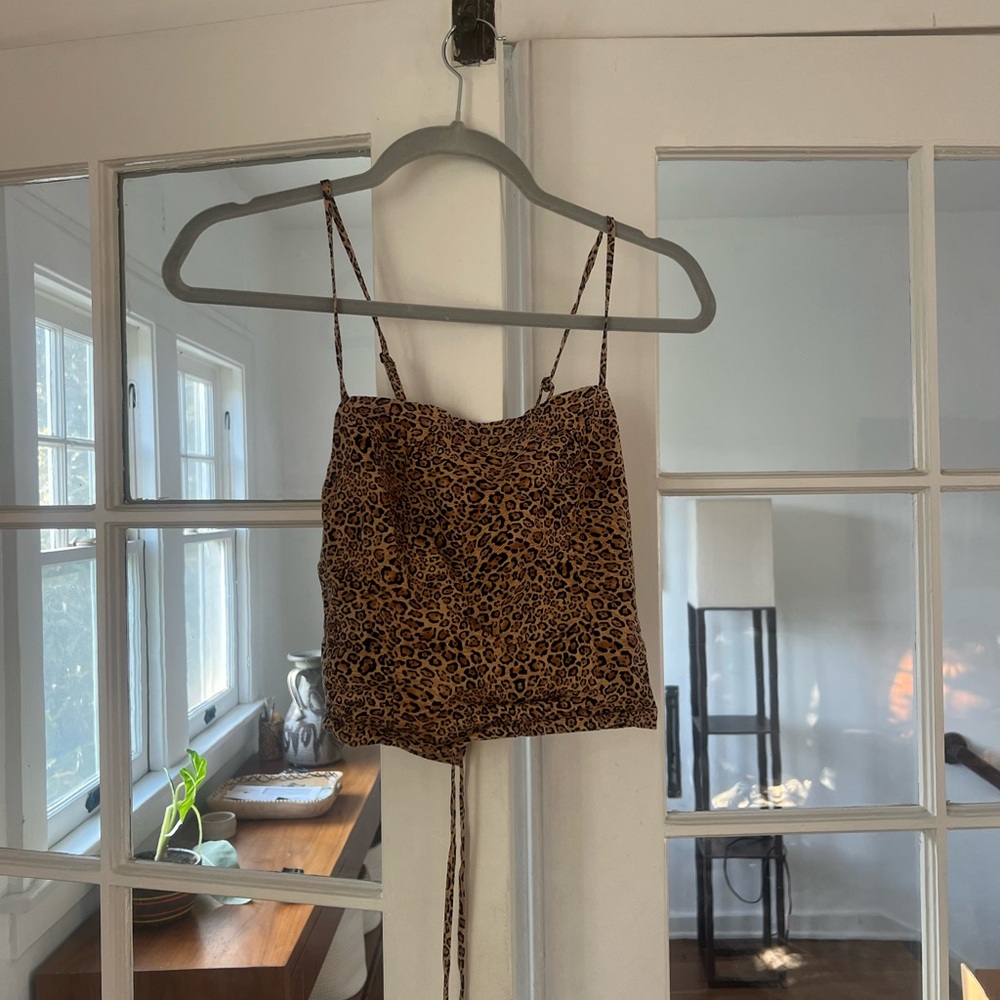 Cheetah Print strappy tie back top